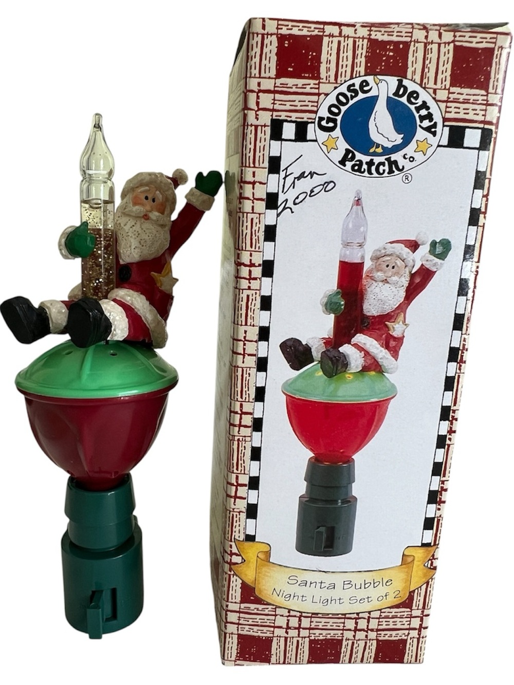 Goose Berry patch Santa bubble night light 6”